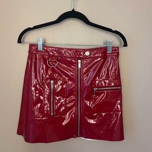 Red Leather Mini Skirt